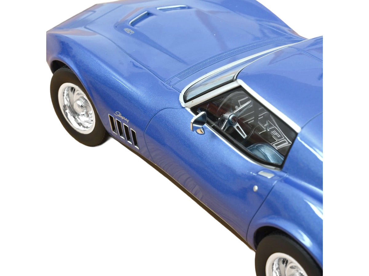 1969 Chevrolet Corvette Coupe Le Mans Blue Metallic with Blue Interior 1/18 Diecast Model Car by Norev - image 3