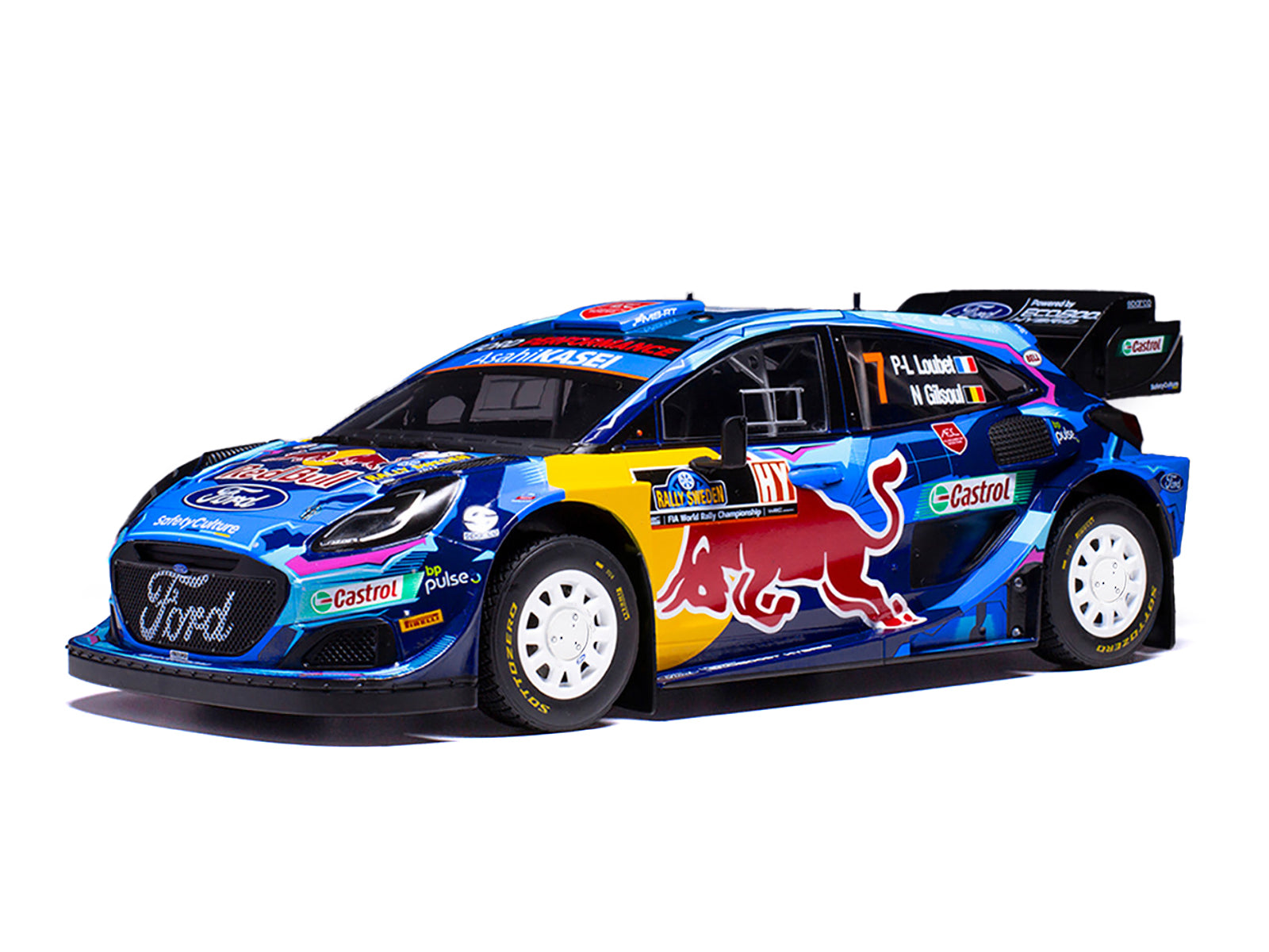 Ford Puma Rally1 #7 Pierre-Louis Loubet - Nicolas Gilsoul "Rally Sweden" (2023) 1/18 Diecast Model Car by IXO Models - image 2