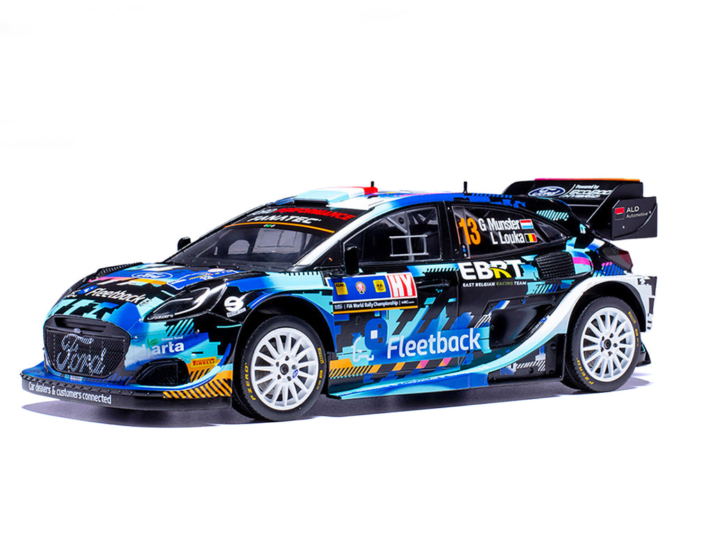 Ford Puma Rally1 #13 Gregoire Munster - Louis Louka "Central European Rally" (2023) 1/18 Diecast Model Car by IXO Models - image 2