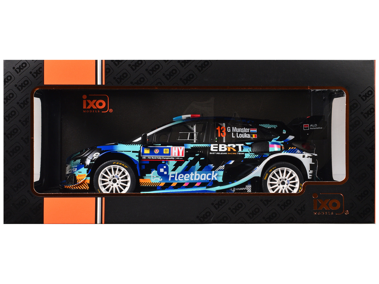 Ford Puma Rally1 #13 Gregoire Munster - Louis Louka "Central European Rally" (2023) 1/18 Diecast Model Car by IXO Models - image 3