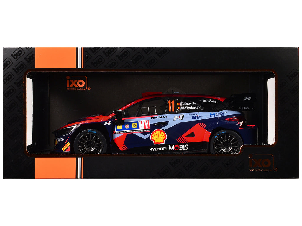 Hyundai i20 N Rally1 #11 Thierry Neuville - Martijn Wydaeghe Winner "Central European Rally" (2023) 1/18 Diecast Model Car by IXO Models - image 3