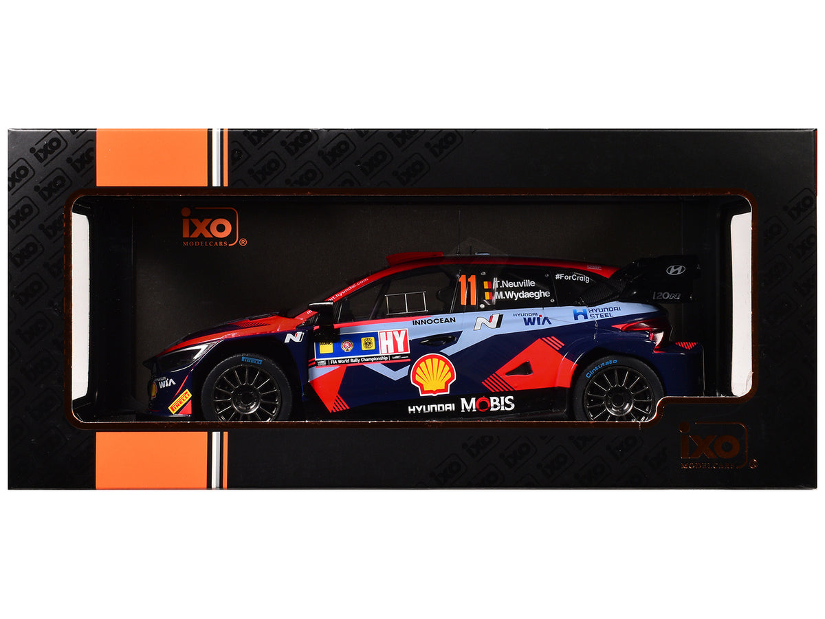 Hyundai i20 N Rally1 #11 Thierry Neuville - Martijn Wydaeghe Winner "Central European Rally" (2023) 1/18 Diecast Model Car by IXO Models - image 3