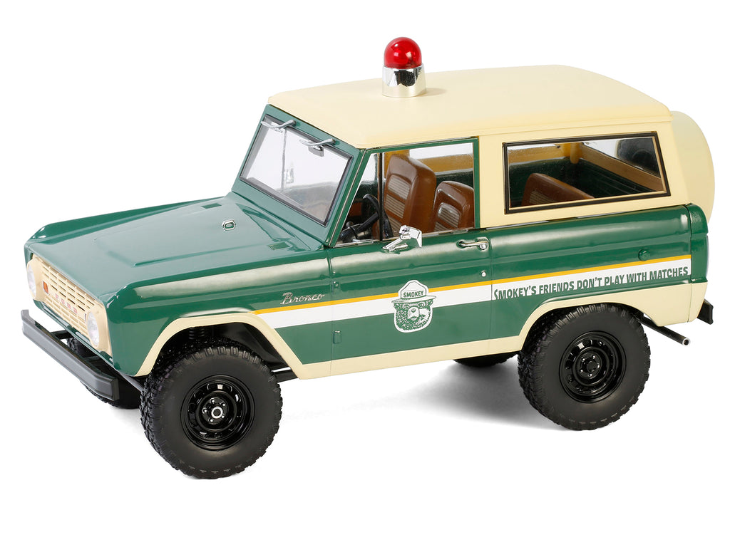 1967 Ford Bronco "Smokey Bear Forest Ranger" Green and Cream with White Stripes "Artisan Collection" 1/18 Diecast Model Car by Greenlight - image 2