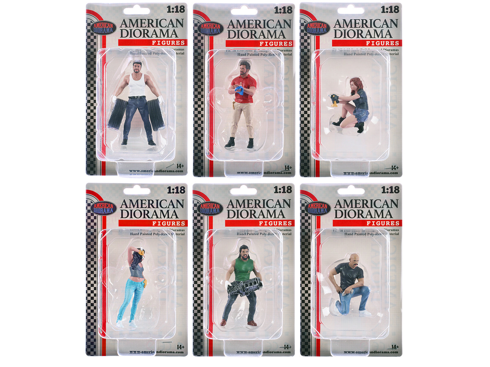 "Muscle Mechanics" 6 piece Figure Set for 1/18 Scale Models by American Diorama - image 3