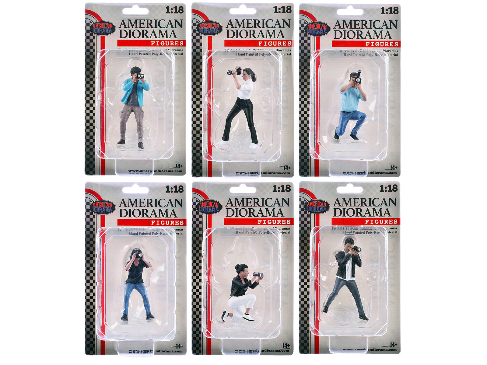 "Photographers" 6 piece Figure Set for 1/18 Scale Models by American Diorama - image 2