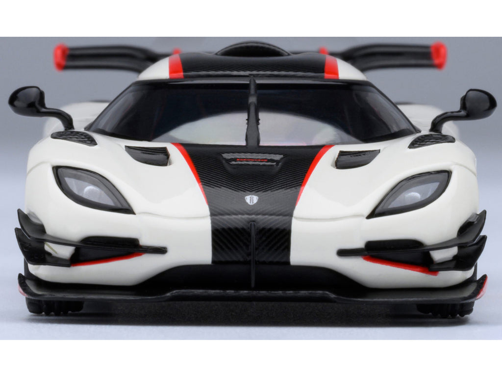 Koenigsegg One:1 Pebble White with Carbon and Red Stripes 1/64 Model Car by Autoart - image 4