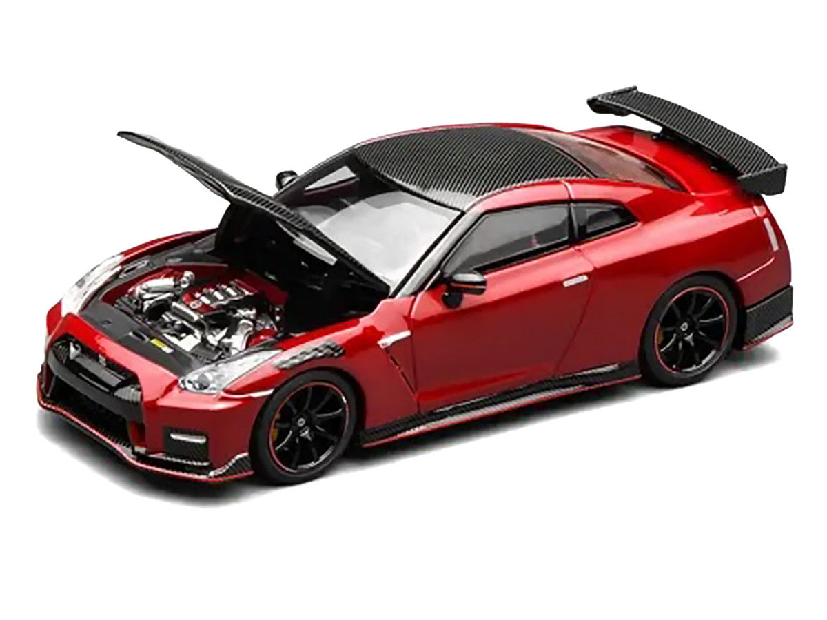 2022 Nissan GT-R Nismo (R35) RHD (Right Hand Drive) Vibrant Red with Carbon Hood and Top "Senior 64" Series 1/64 Diecast Model Car by MotorHelix