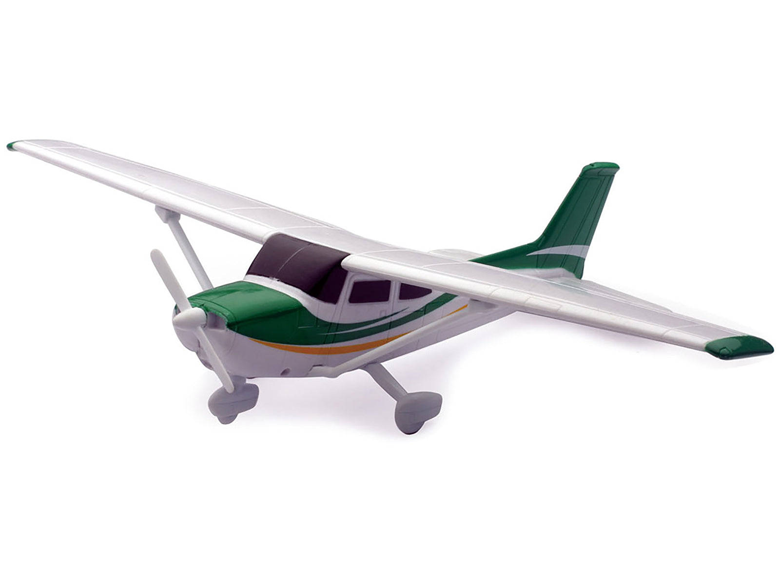 Model Kit Cessna 172 Skyhawk Aircraft White with Green and Yellow Stripes "Sky Pilot" Series 1/42 Plastic Model Kit by New Ray - image 2