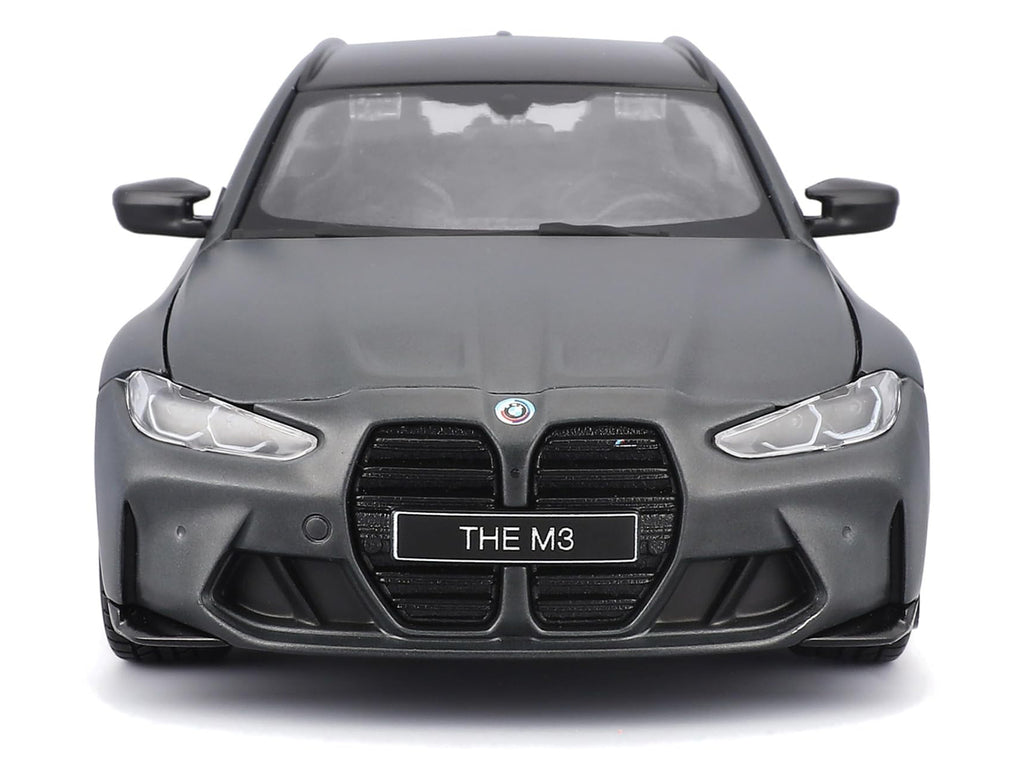 2023 BMW M3 Touring Matt Gray Metallic with Black Top 1/24 Diecast Model Car by Bburago - image 4