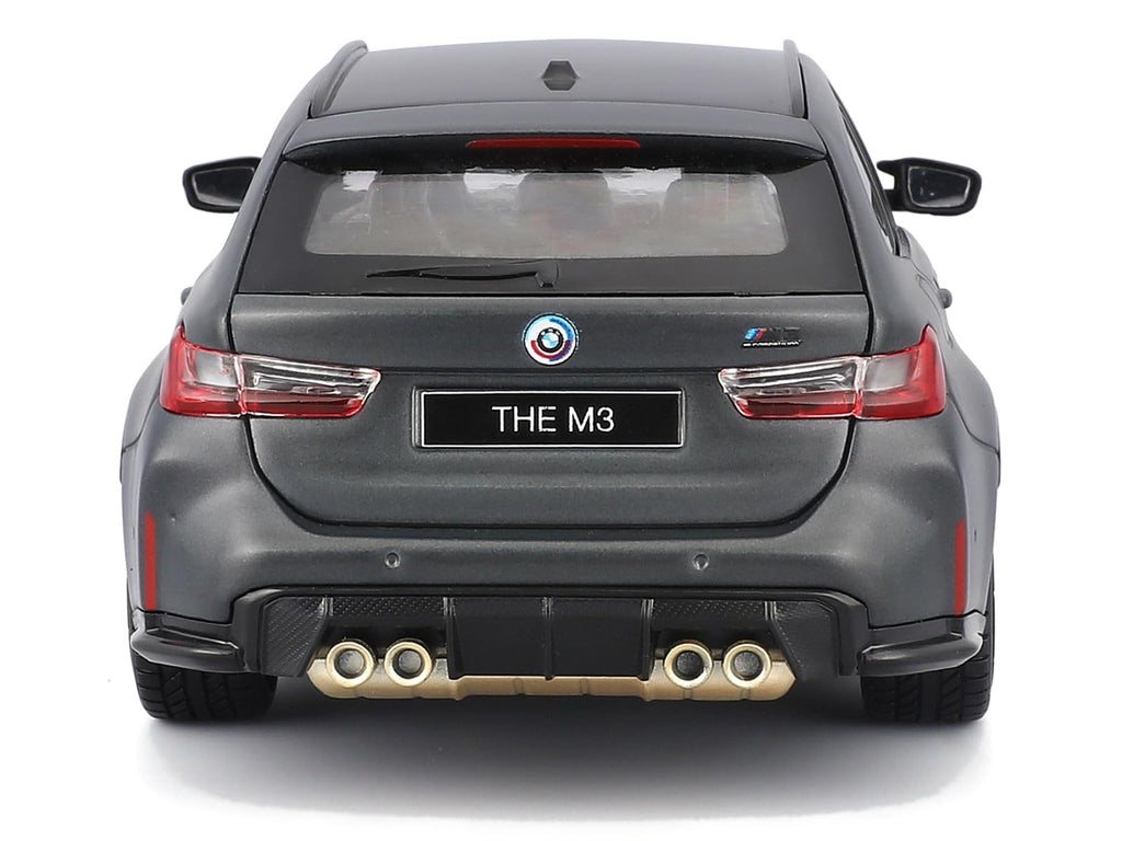 2023 BMW M3 Touring Matt Gray Metallic with Black Top 1/24 Diecast Model Car by Bburago - image 5