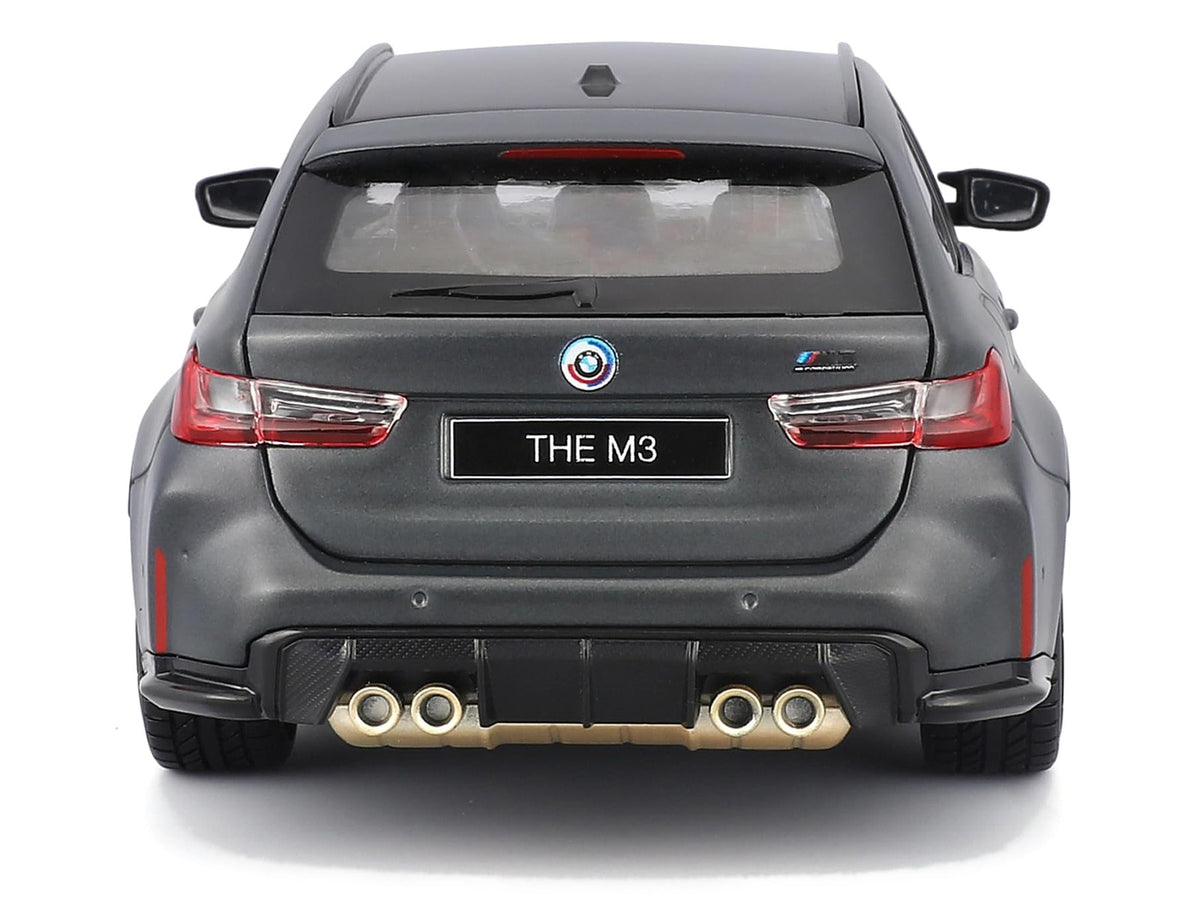 2023 BMW M3 Touring Matt Gray Metallic with Black Top 1/24 Diecast Model Car by Bburago - image 5