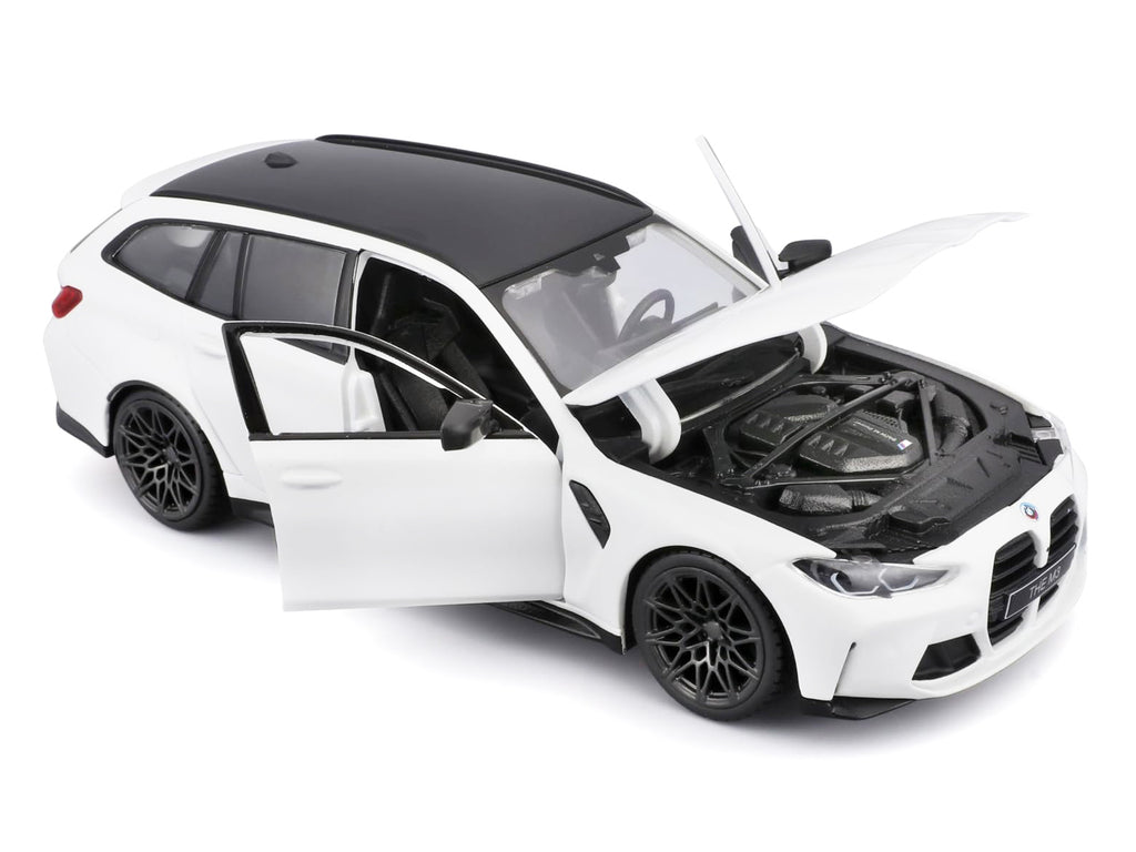 2023 BMW M3 Touring White with Black Top 1/24 Diecast Model Car by Bburago - image 2