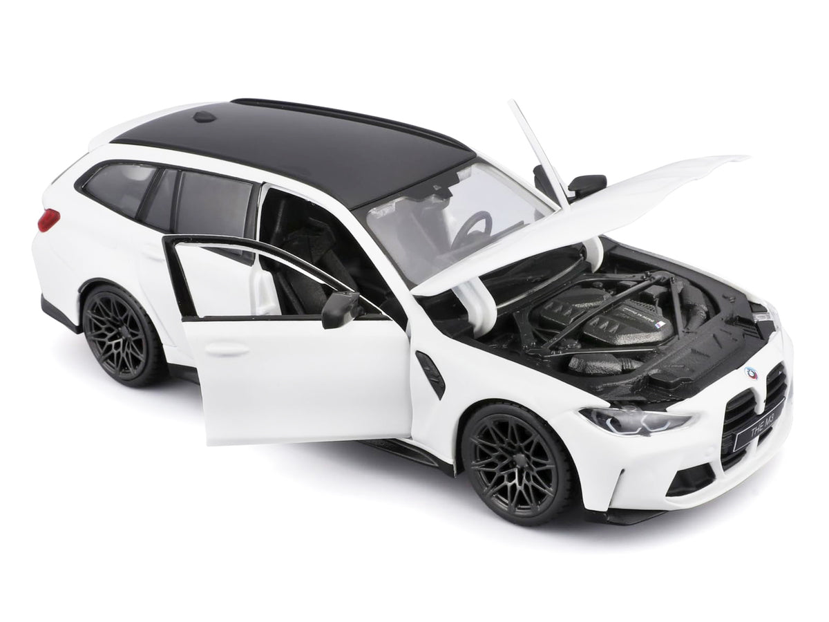2023 BMW M3 Touring White with Black Top 1/24 Diecast Model Car by Bburago - image 2