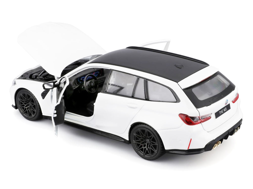 2023 BMW M3 Touring White with Black Top 1/24 Diecast Model Car by Bburago - image 3