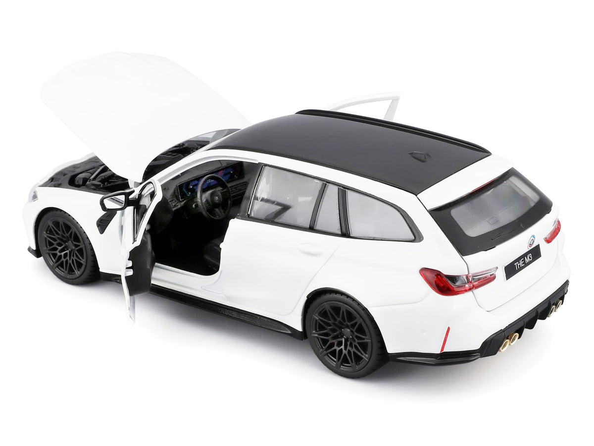 2023 BMW M3 Touring White with Black Top 1/24 Diecast Model Car by Bburago - image 3