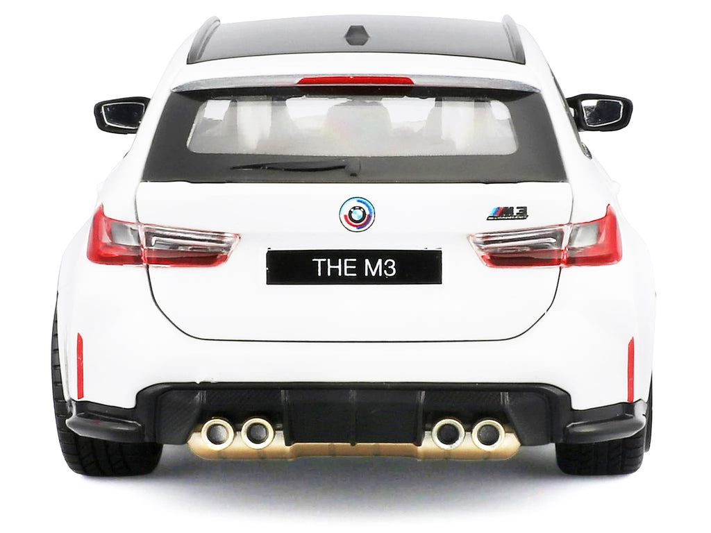 2023 BMW M3 Touring White with Black Top 1/24 Diecast Model Car by Bburago - image 5