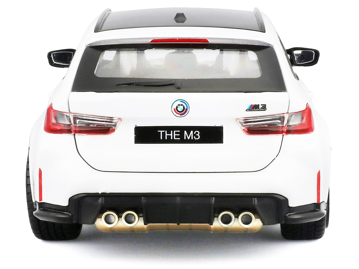 2023 BMW M3 Touring White with Black Top 1/24 Diecast Model Car by Bburago - image 5