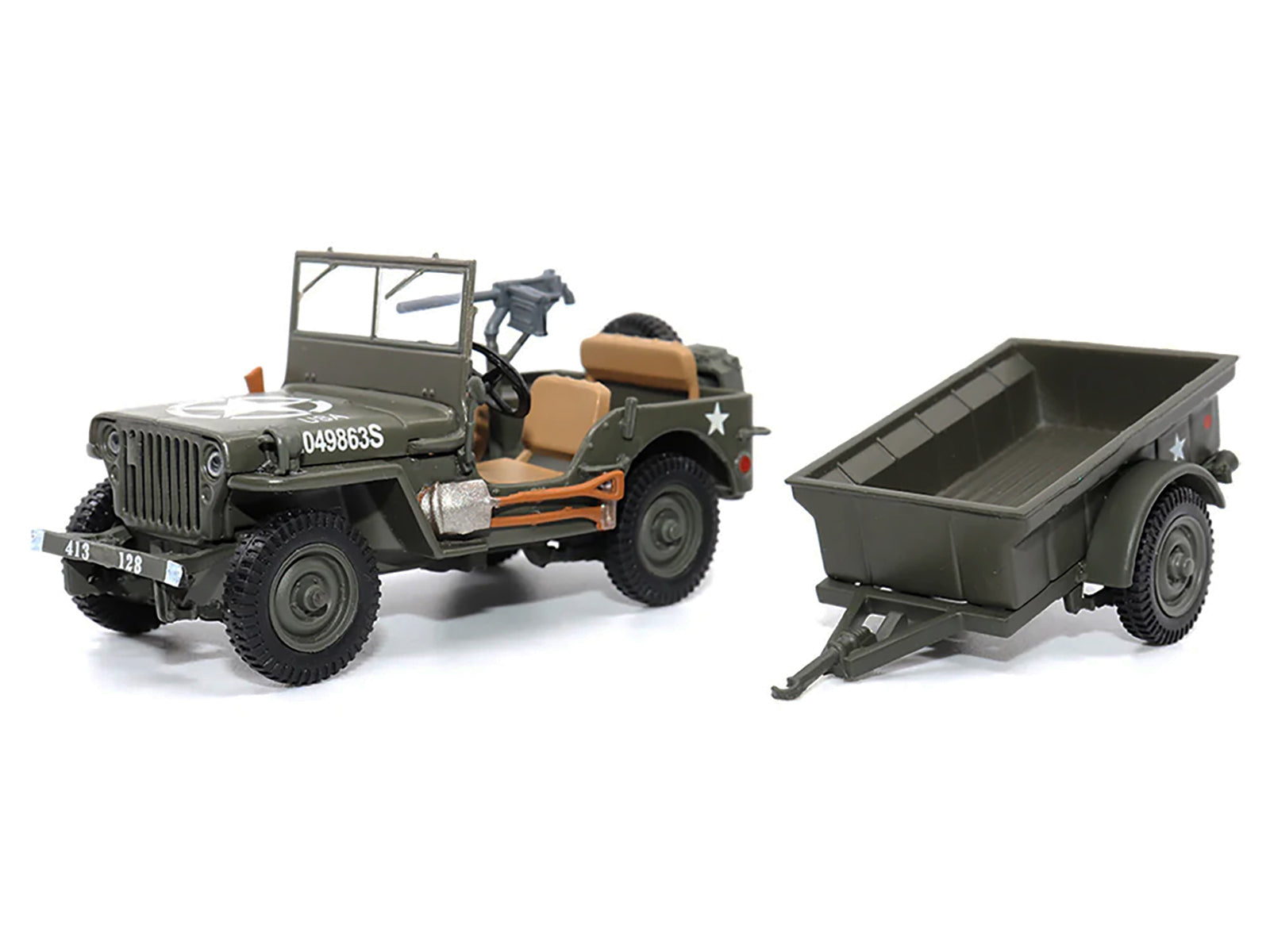 Willys Jeep 1/4-Ton Utility Truck Olive Drab with Trailer "United States Army" 1/43 Diecast Model by Militaria Die Cast - image 2