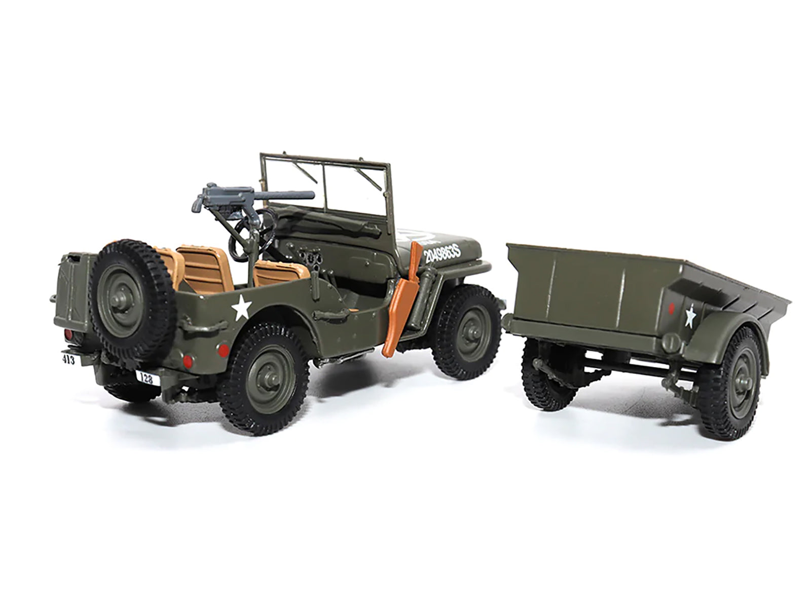 Willys Jeep 1/4-Ton Utility Truck Olive Drab with Trailer "United States Army" 1/43 Diecast Model by Militaria Die Cast - image 3