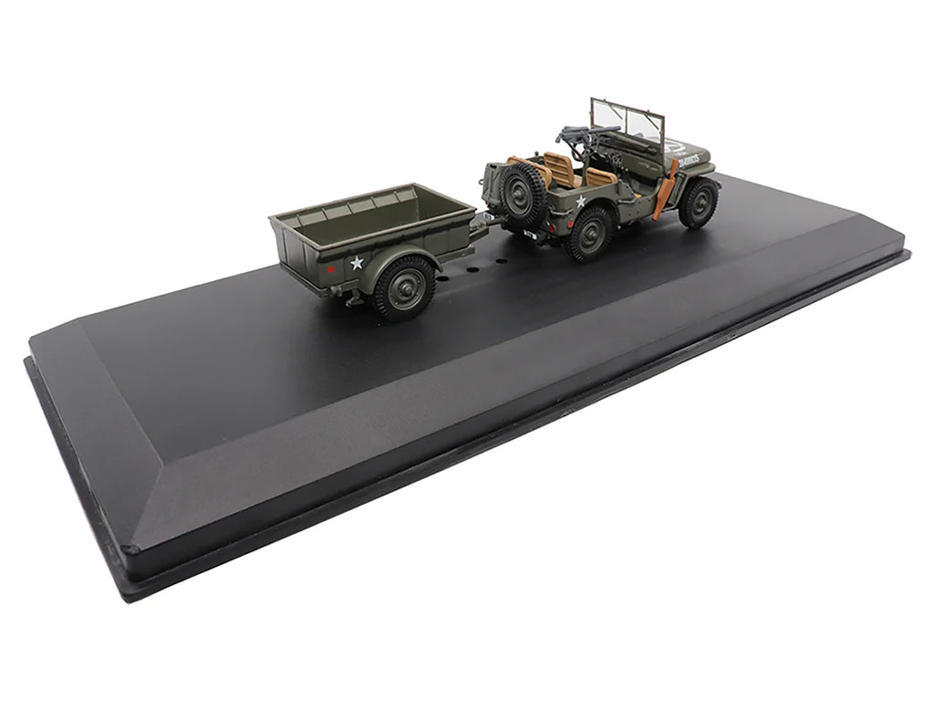 Willys Jeep 1/4-Ton Utility Truck Olive Drab with Trailer "United States Army" 1/43 Diecast Model by Militaria Die Cast - image 5