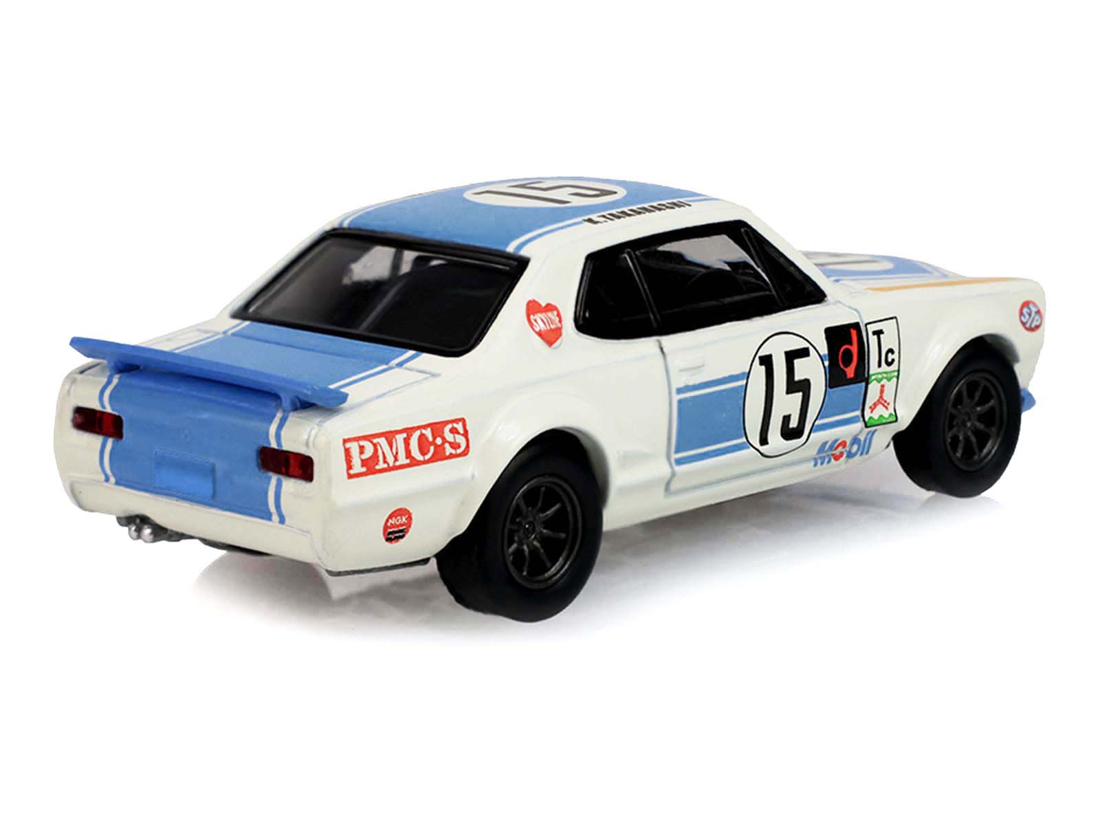 1972 Nissan Skyline 2000 GT-R (KPGC10) RHD (Right Hand Drive) #15 Kunimitsu Takahashi "50th Victory" White with Blue Stripe "Tokyo Torque" Series 10 1/64 Diecast Model Car by Greenlight - image 3