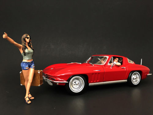 Hitchhiker 2 piece Figurine Set (Green Shirt) for 1/18 Scale Model Cars by American Diorama