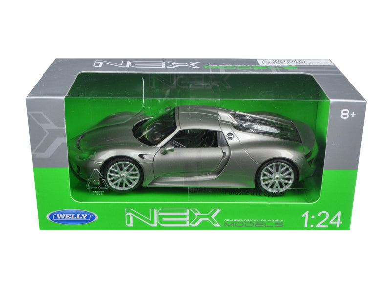 Porsche 918 Spyder Silver Closed Roof 1/24 Diecast Model Car by Welly - image 3