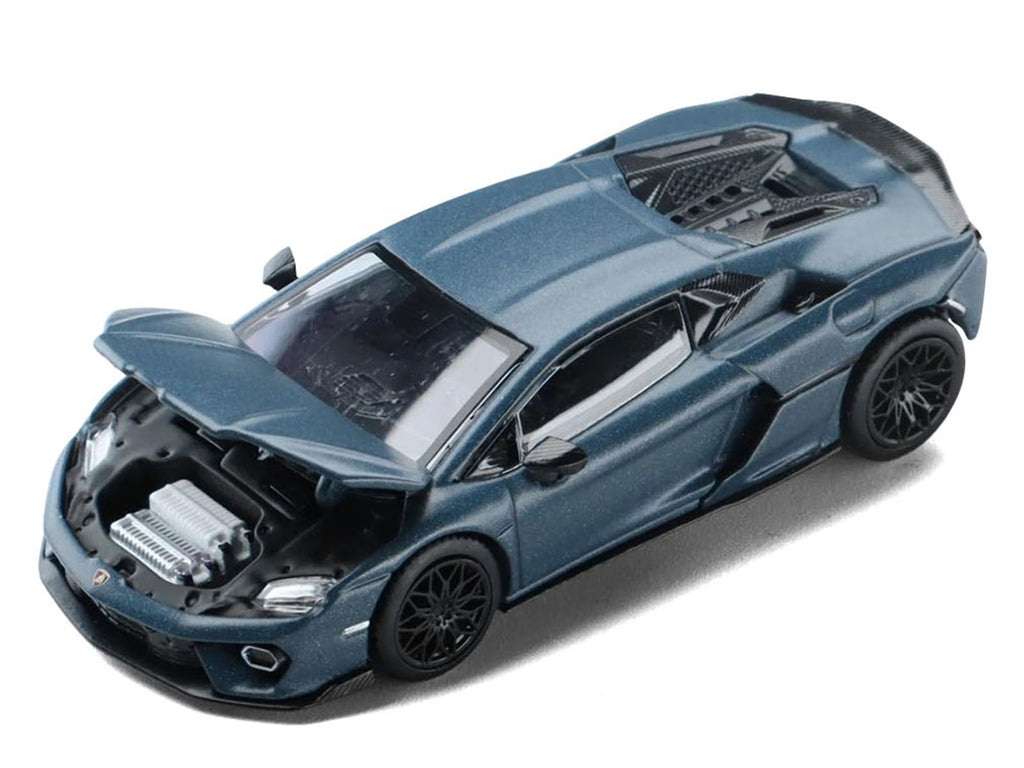Lamborghini Temerario Matt Blue Metallic 1/64 Diecast Model Car by Trends Hobby