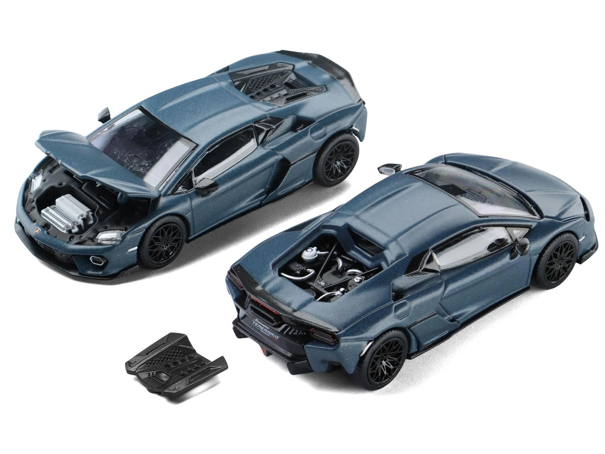 Lamborghini Temerario Matt Blue Metallic 1/64 Diecast Model Car by Trends Hobby