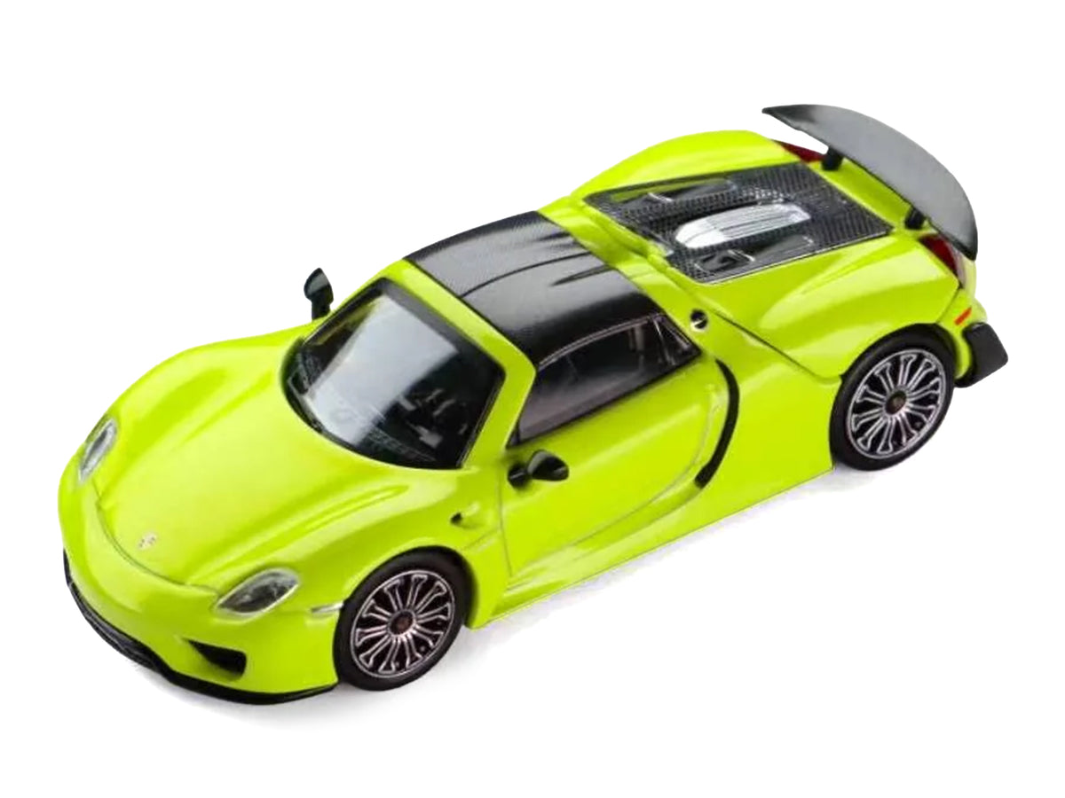 Porsche 918 Spyder Acid Green with Carbon Top 1/64 Diecast Model Car by Trends Hobby - image 2