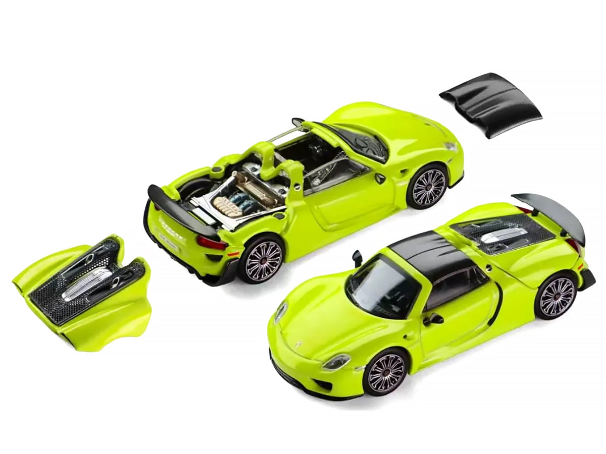 Porsche 918 Spyder Acid Green with Carbon Top 1/64 Diecast Model Car by Trends Hobby - image 5