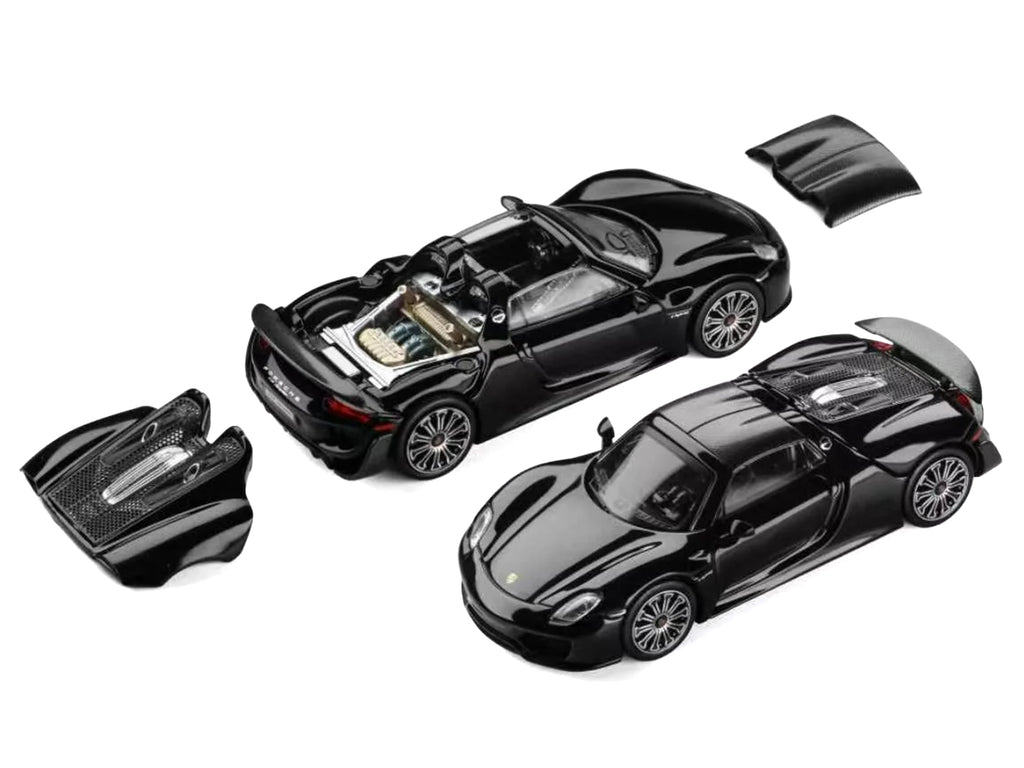 Porsche 918 Spyder Black with Carbon Top 1/64 Diecast Model Car by Trends Hobby - image 5