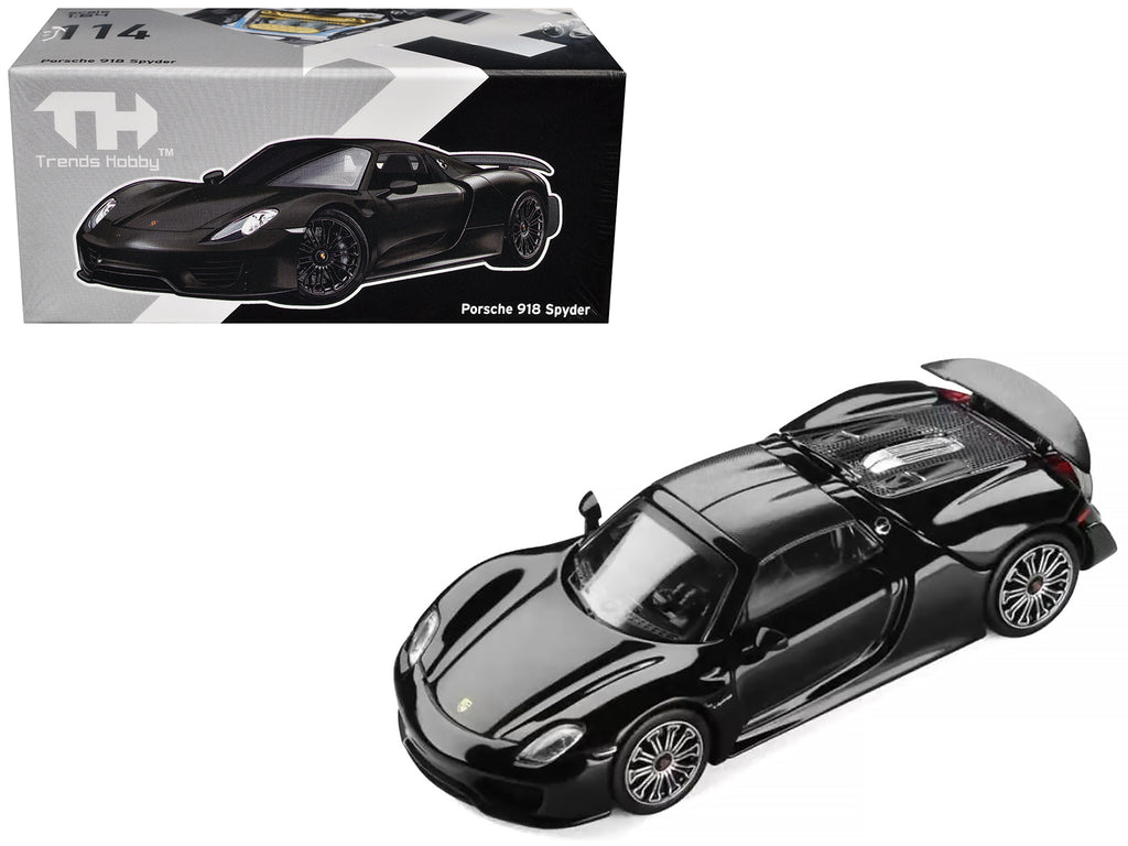 Porsche 918 Spyder Black with Carbon Top 1/64 Diecast Model Car by Trends Hobby