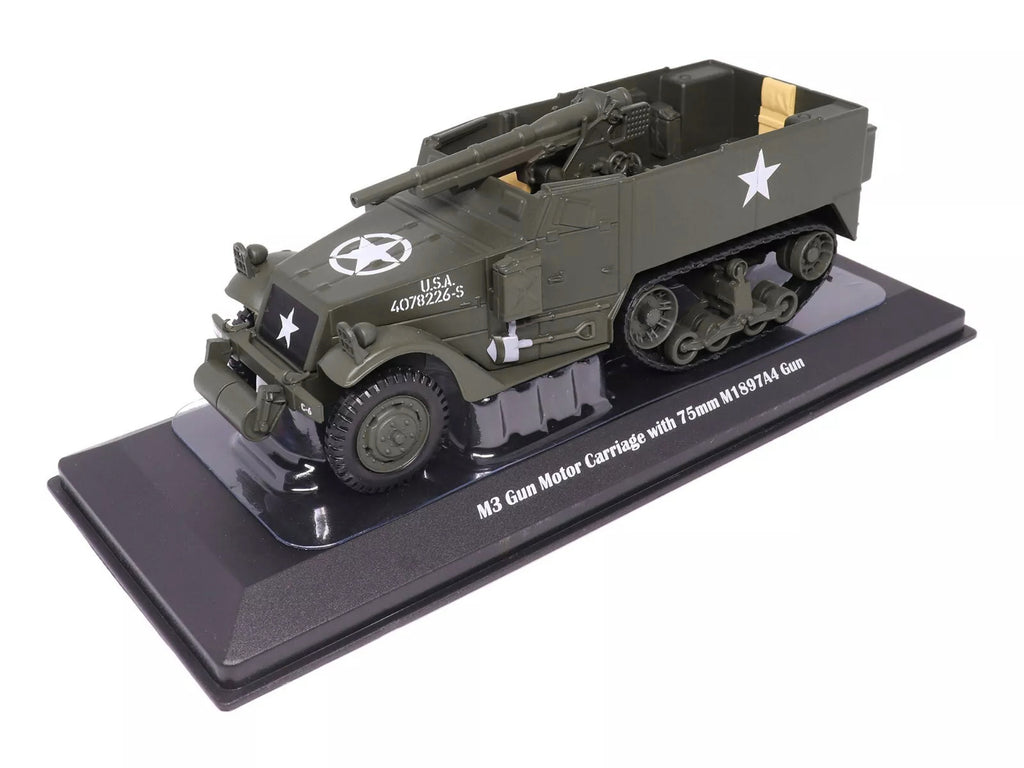 M3 Gun Motor Carriage with 75mm M1897A4 Gun Olive Drab "United States Army" 1/43 Diecast Model by Militaria Die Cast - image 4
