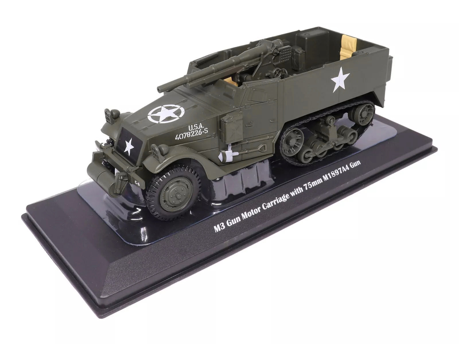 M3 Gun Motor Carriage with 75mm M1897A4 Gun Olive Drab "United States Army" 1/43 Diecast Model by Militaria Die Cast - image 4
