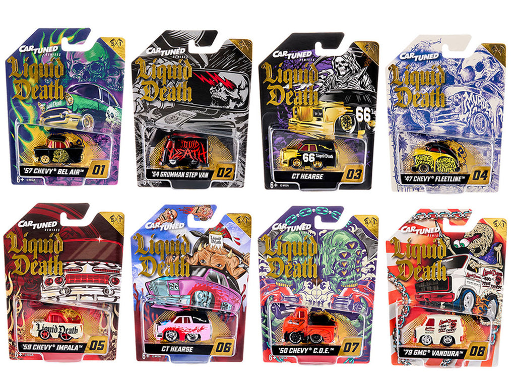 "Liquid Death" 2026 Series 1 Set of 8 Pieces Diecast Model Cars by CarTuned