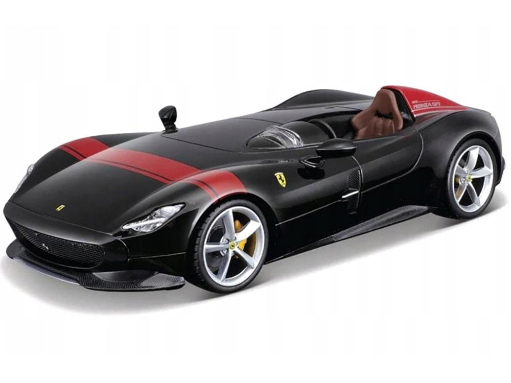 Ferrari Monza SP1 Black Metallic with Red Stripes "Race & Play" Series 1/24 Diecast Model Car by Bburago - image 2