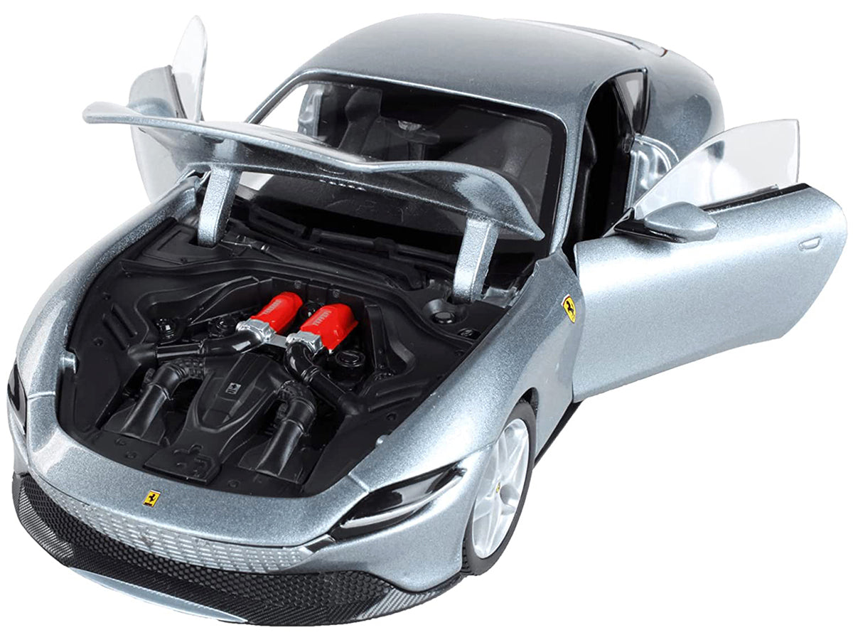 Ferrari Roma Gray Metallic "Race + Play" Series 1/24 Diecast Model Car by Bburago - image 2