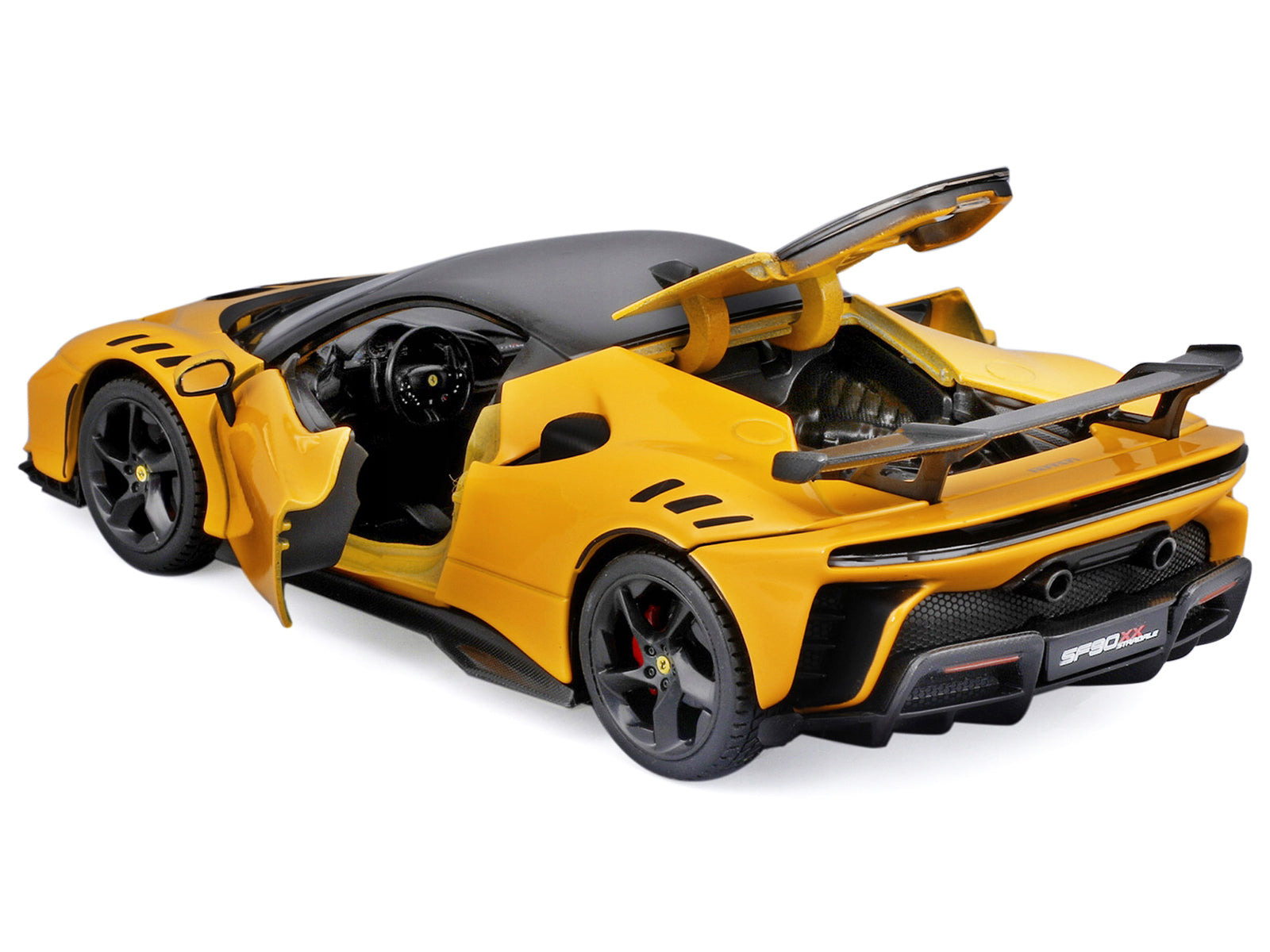 Ferrari SF90 XX Stradale Yellow with Black Top "Race and Play" Series 1/24 Diecast Model Car by Bburago - image 3