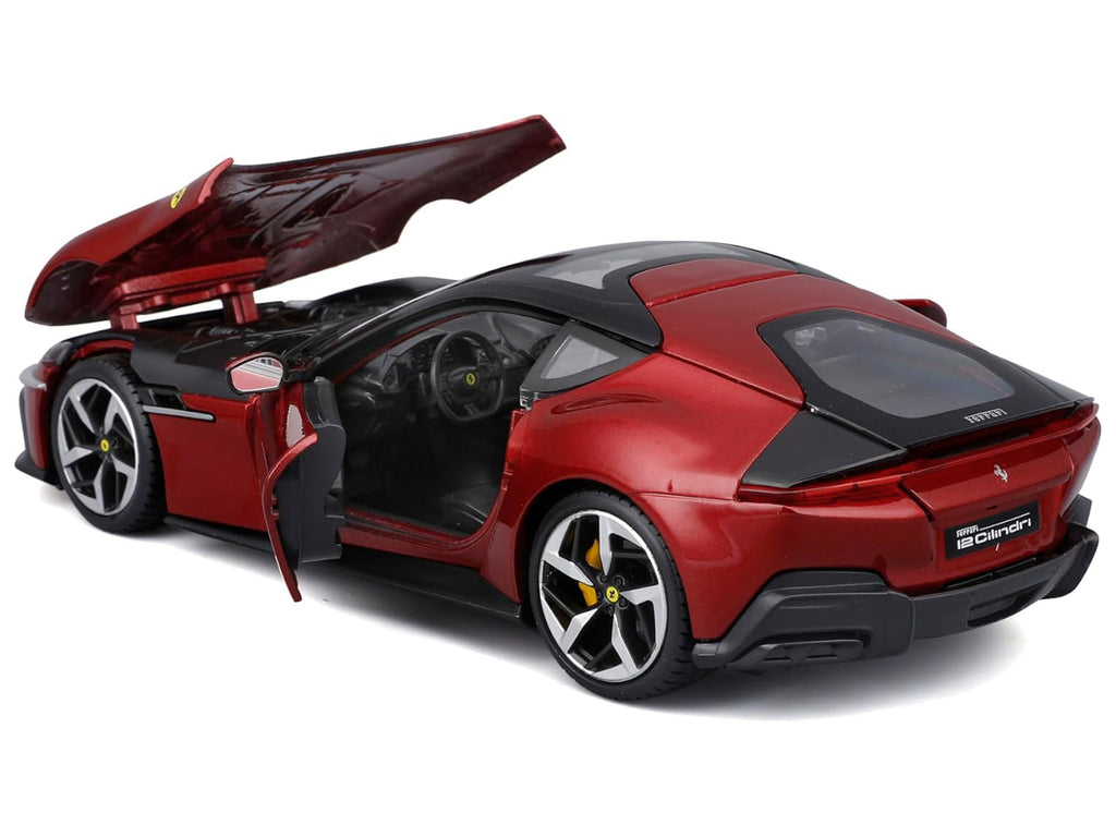 Ferrari 12Cilindri Red Metallic with Black Top "Race + Play" Series 1/24 Diecast Model Car by Bburago - image 3