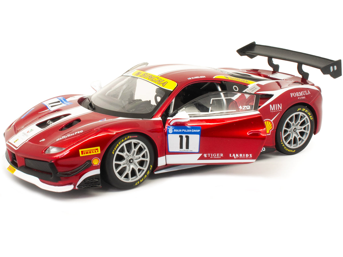 Ferrari 488 Challenge #11 Candy Red with White Stripes "Ferrari Racing" 1/24 Diecast Model Car by Bburago - image 2