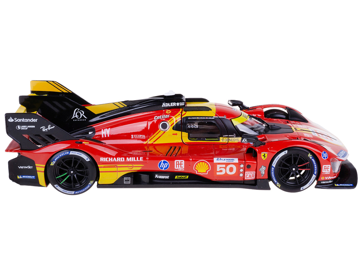 Ferrari 499P #50 Antonio Fuoco - Miguel Molina - Nicklas Nielsen "Ferrari AF Corse" Winner "24 Hours of Le Mans" (2024) "Racing" Series 1/24 Diecast Model Car by Bburago - image 3