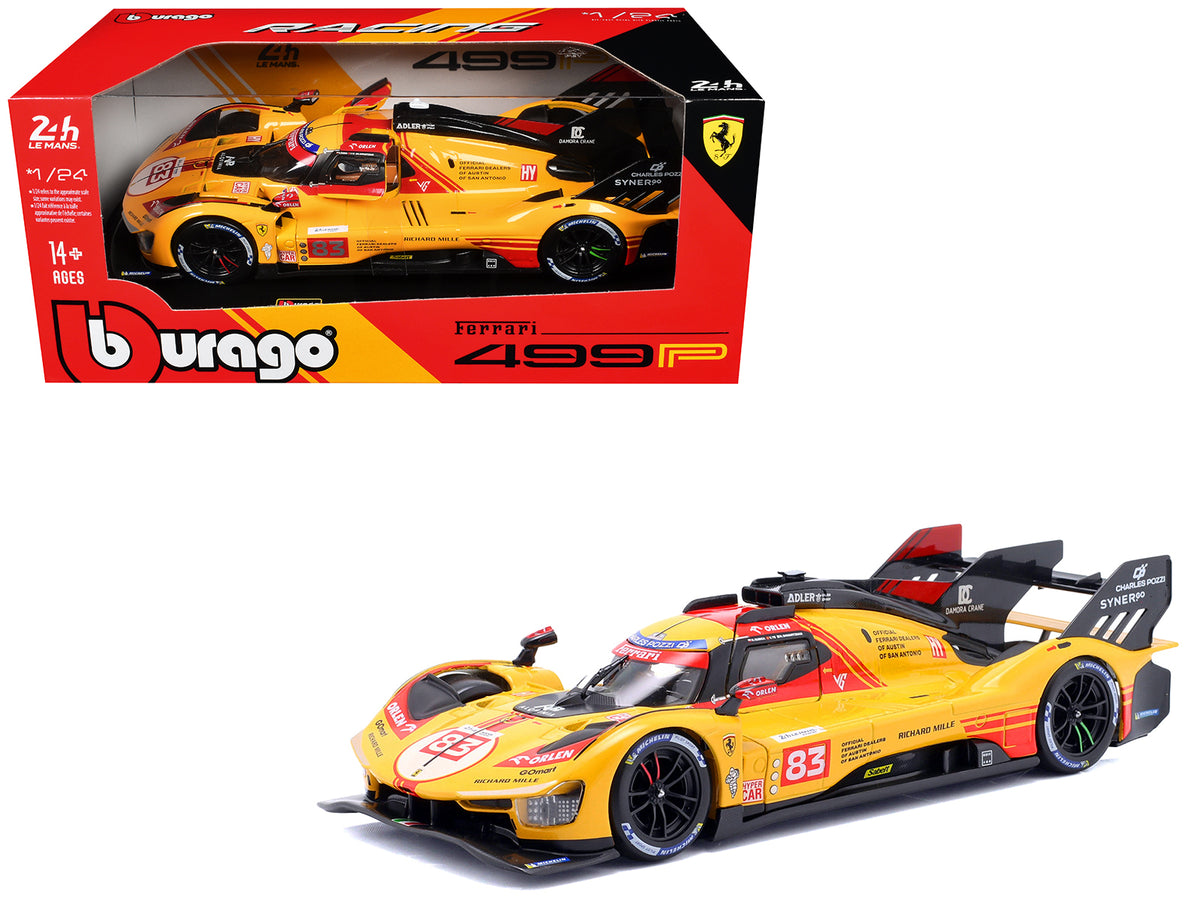Ferrari 499P #83 Robert Kubica - Robert Shwartzman - Yifei Ye "24 Hours of Le Mans" (2024) "Racing" Series  1/24 Diecast Model Car by Bburago