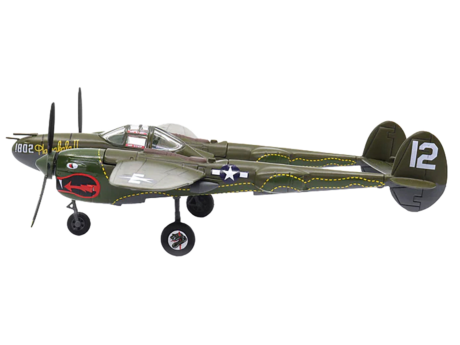Lockheed P-38 Lightning Fighter Aircraft "Haleakala II 80th FG 459th FS Twin Dragons" (1944) United States Army Air Forces 1/72 Diecast Model by Militaria Die Cast - image 2