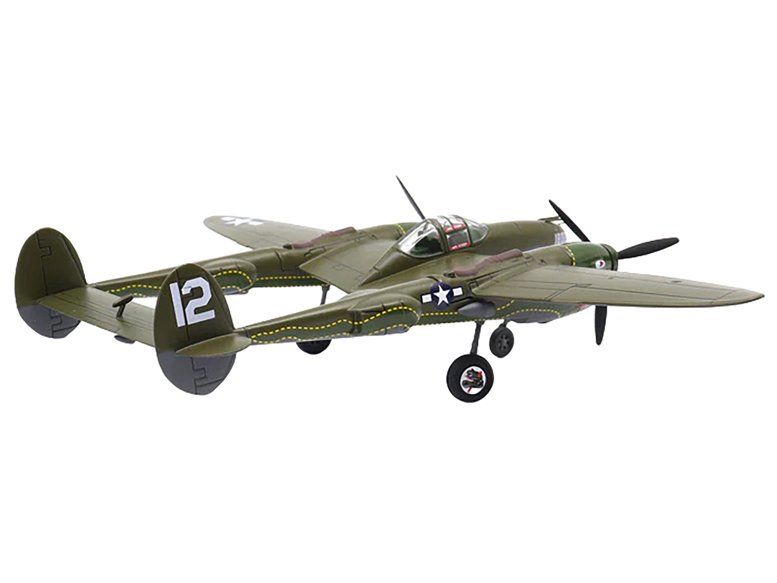 Lockheed P-38 Lightning Fighter Aircraft "Haleakala II 80th FG 459th FS Twin Dragons" (1944) United States Army Air Forces 1/72 Diecast Model by Militaria Die Cast - image 3