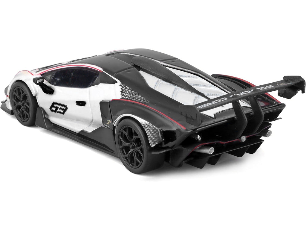 Lamborghini Essenza SCV12 #63 White and Black "Squadra Corse" "Race" Series 1/24 Diecast Model Car by Bburago - image 3