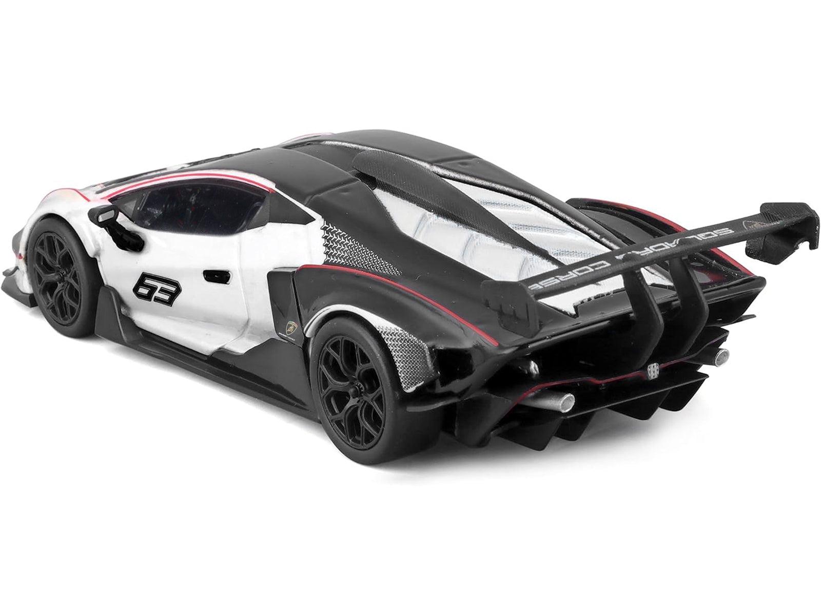 Lamborghini Essenza SCV12 #63 White and Black "Squadra Corse" "Race" Series 1/24 Diecast Model Car by Bburago - image 3