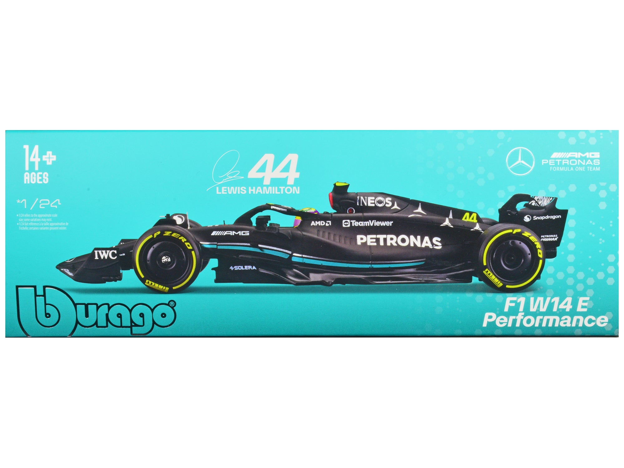 Mercedes-AMG F1 W14 E Performance #44 Lewis Hamilton "Petronas" Formula One F1 "World Championship" (2023) 1/24 Diecast Model Car by Bburago - image 3