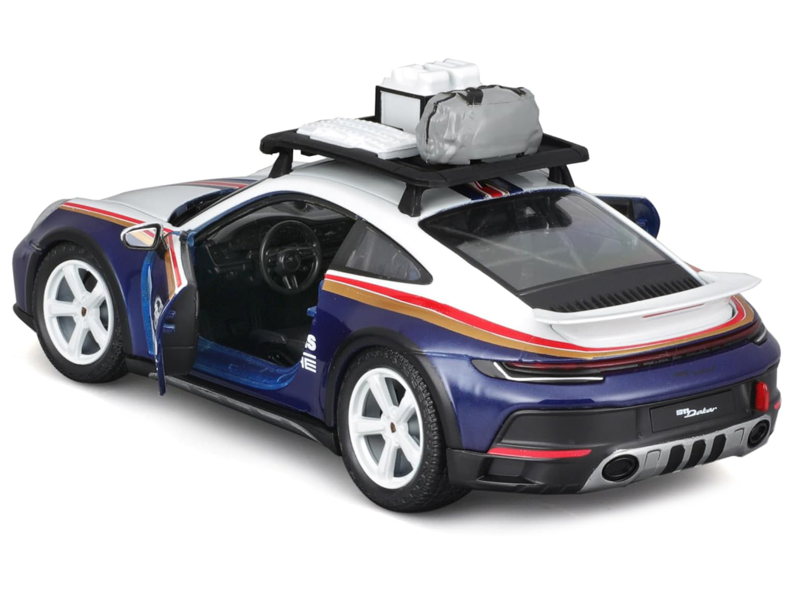 Porsche 911 Dakar #953 "Roughroads Porsche" Blue and White with Stripes and Roof Rack "Race" Series 1/24 Diecast Model Car by Bburago - image 3
