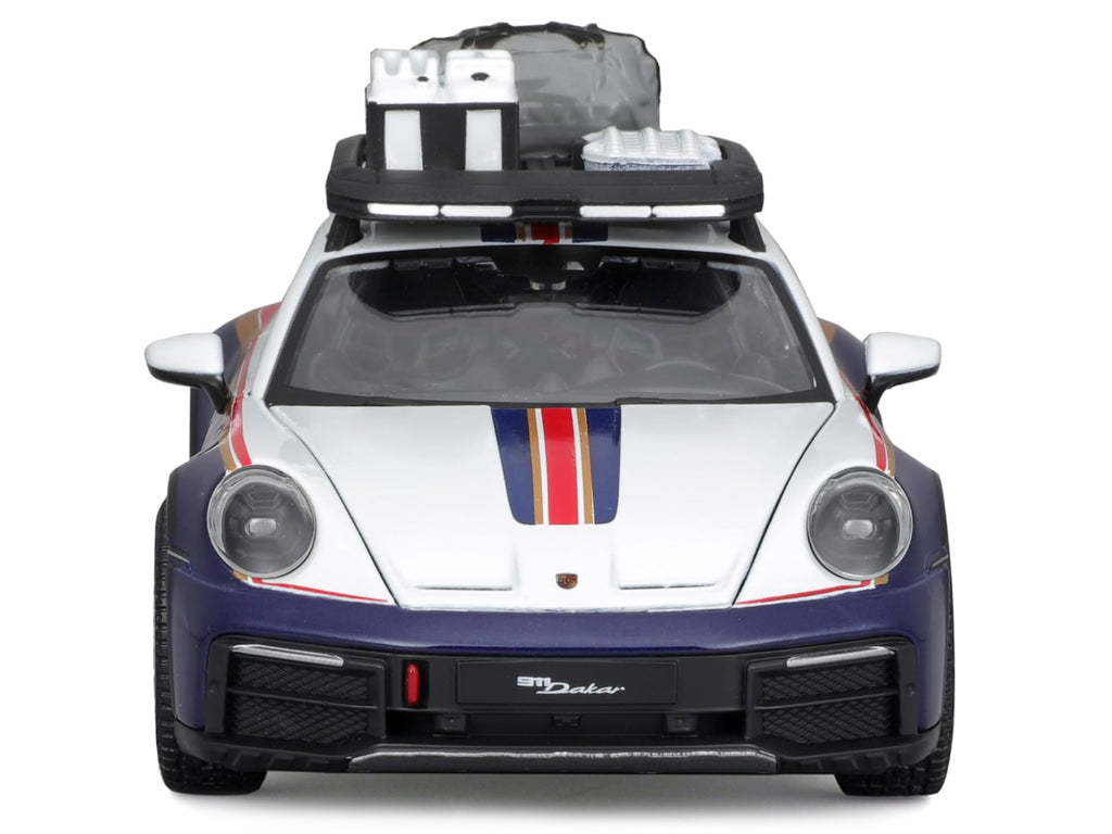 Porsche 911 Dakar #953 "Roughroads Porsche" Blue and White with Stripes and Roof Rack "Race" Series 1/24 Diecast Model Car by Bburago - image 4
